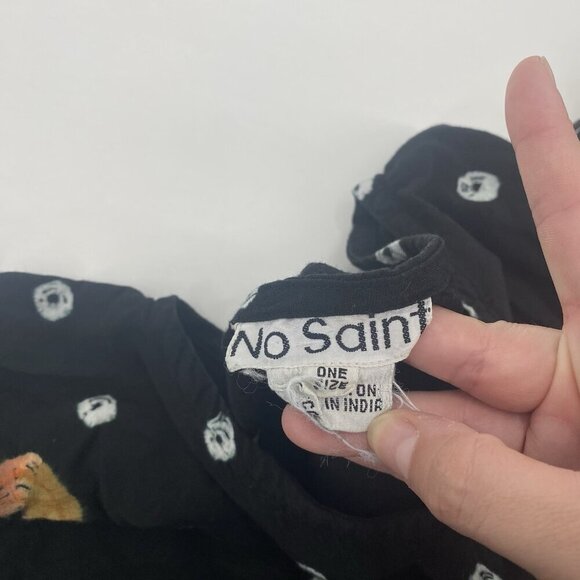 No Saint Womens OS Black Geometric Lagenlook Made In India Top Dolman Sleeves - Picture 3 of 11